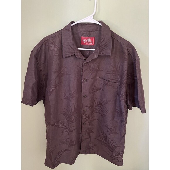 Woody's Retro Lounge Mens Button Down Shirt Hawaiian Tropical Brown XXL - Picture 1 of 6